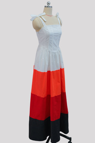 Striped Tie-Strap Casual Maxi Dress