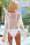 Fringe-Trim Mesh Cover-Up