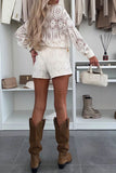 Lace Button-Up and Shorts Set