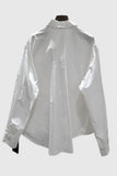 Ruffle-Trim Button-Up Blouse