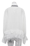 Ruffle-Trim Blouse with Tie Neck