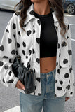 Heart Print Collar Zip Jacket