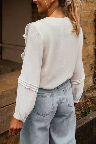 Ruffled V-Neck Blouse