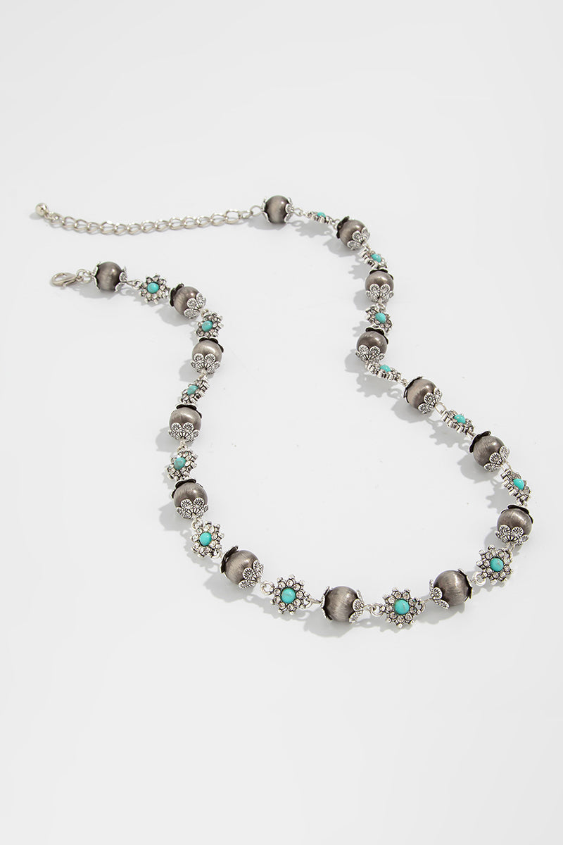 Bohemian Bead Necklace with Turquoise Accents