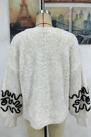Stylish Floral Sleeve Sweater