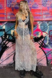 Sheer Lace Casual Maxi Dress