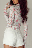 Fitted Floral Mesh Top