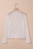 Lace Pattern Sheer Long Sleeve Top