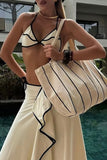 Ruffle Trim Swimsuit Three-Piece Set