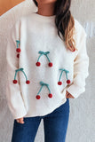 Playful Cherry-Embellished Sweater