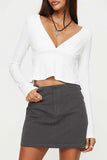 V-Neck Long Sleeve Peplum Blouse