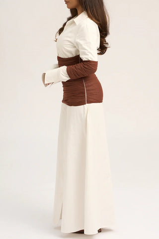 Contrast Waist Shirt Dress