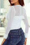 Pearl Decor Patchwork Long Sleeve Top