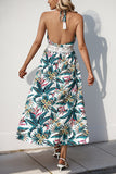 Tropical Print Halter Maxi Dress
