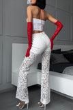Sheer Straight-Leg Casual Pants