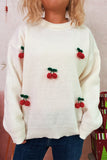 Cherry Embellished Knit Sweater