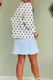 Polka Dot Contrast Trim  Shirt