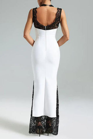 Lace-Trim Sleeveless Midi Dress
