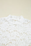 Lace Bell Sleeve Mock Neck Blouse
