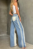 High-Waist Contrast Casual Pants