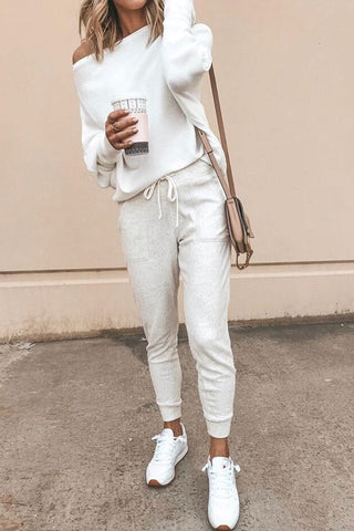 Off-Shoulder Casual Long Sleeve Top