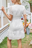 Eyelet Puff Sleeve Mini Dress