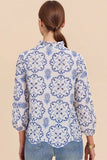 Patterned Button-Front Blouse