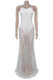 Elegant Sheer Lace Evening Gown
