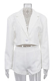 Buttoned Blazer and Shorts Set