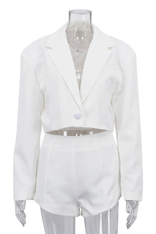 Buttoned Blazer and Shorts Set