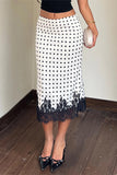 Lace Trim Polka Dot Skirt