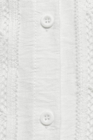 Lace-Trim Ruffle Neck Blouse