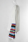 Striped Sleeve Open-Knit Cover-Up
