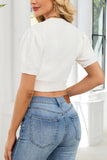 Button-Front Cropped Cardigan