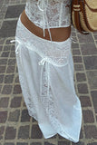Elegant Lace-Trimmed Maxi Skirt