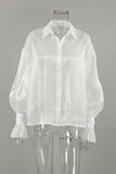Elegant Sheer Button-Up Blouse