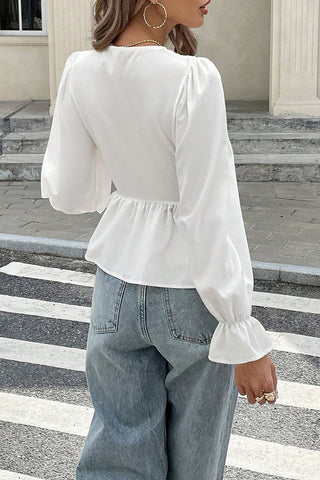 Tie-Front Peplum Blouse