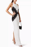 Elegant Lace Panel Maxi Dress