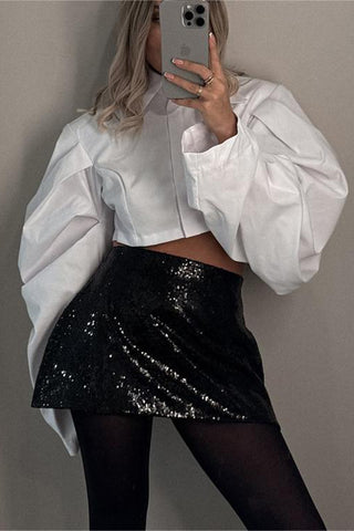 Puff Sleeve Cropped Shirt