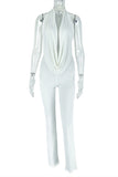 Draped Neck Halter Pants Set