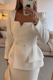 Elegant Peplum Blazer Skirt Set