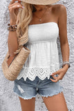 Eyelet Trim Strapless Tank