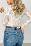 Sheer Lace Mock Neck Long Sleeve Top