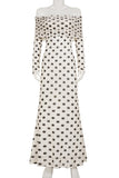 Off-Shoulder Polka Dot Casual Dress