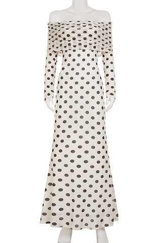 Off-Shoulder Polka Dot Casual Dress