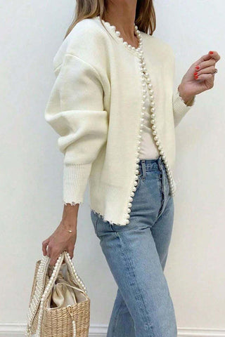 Pearl-Trimmed Edge Cardigan