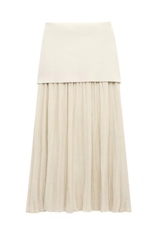Button Vest and Pleated Skirt Set