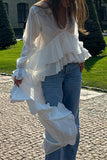 Flowing Layered Ruffle Blouse