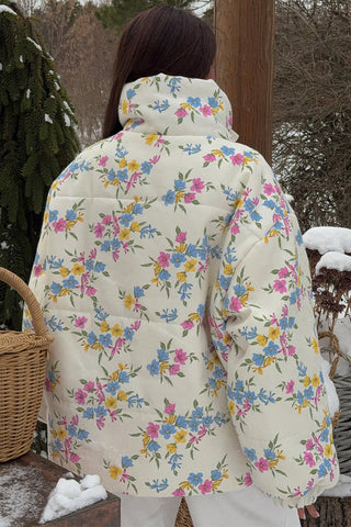 Floral Pattern Puffer Jacket