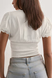 Lace Trim Button-Front Blouse